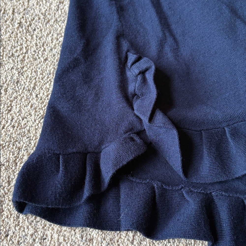 Adrianna Papell Dark Blue Ruffle Hem Sweater Tee - Picture 4 of 6